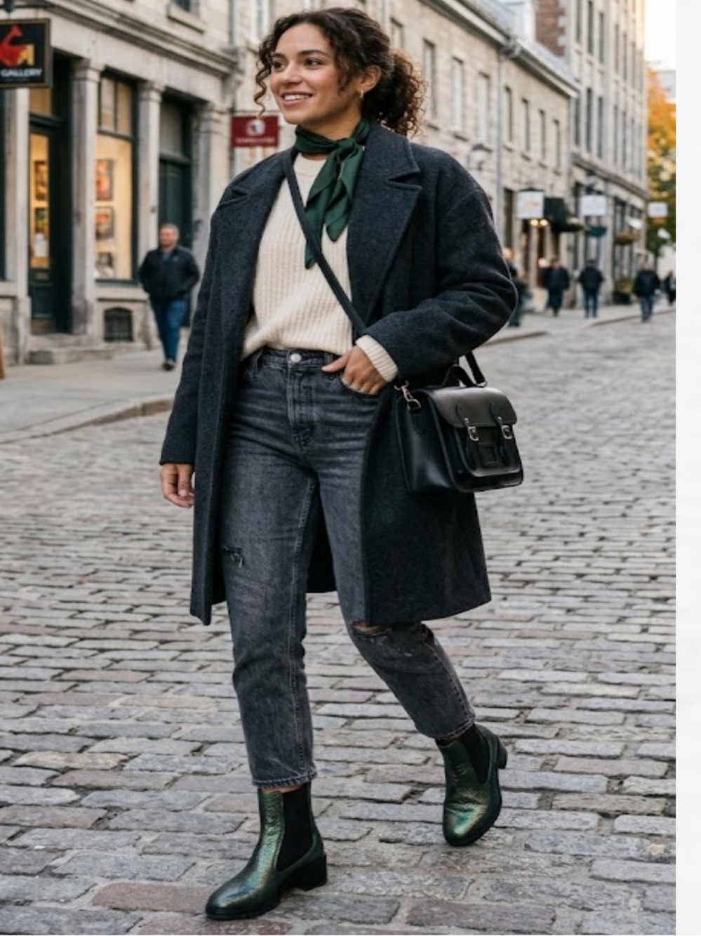 Iridescent Green Chelsea Ankle Boots with Elastic Panels